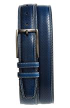 Men's Mezlan Alfa Perforated Leather Belt - Blue Royal
