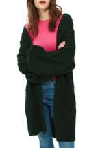 Women's Topshop Long Open Front Cardi Us (fits Like 6-8) - Green