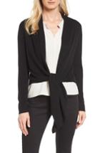 Women's Eileen Fisher Silk & Cotton Wrap Cardigan, Size - Black