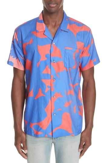 Men's Double Rainbouu Sun Children Camp Shirt - Blue