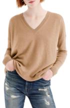 Women's J.crew V-neck Boyfriend Cashmere Sweater - Brown