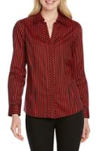 Women's Foxcroft Taylor Stripe Shirt - Burgundy