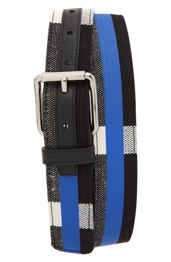 Men's Burberry Roller Buckle Woven Belt Eu - Blueberry/ Black