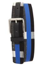 Men's Burberry Roller Buckle Woven Belt Eu - Blueberry/ Black