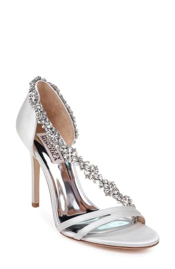 Women's Badley Mischka Voletta Crystal Embellished Sandal .5 M - White