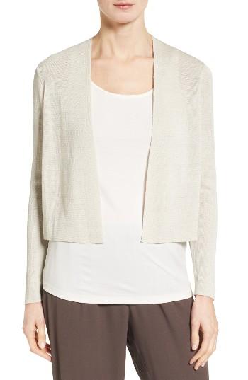 Women's Eileen Fisher Organic Linen Blend Crop Cardigan, Size - White
