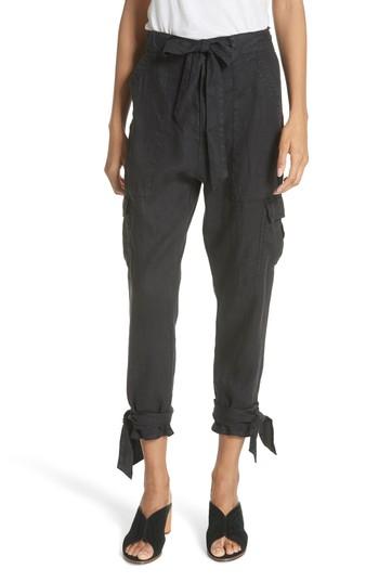 Women's Joie Erlette Linen Tie Cuff Crop Pants - Black