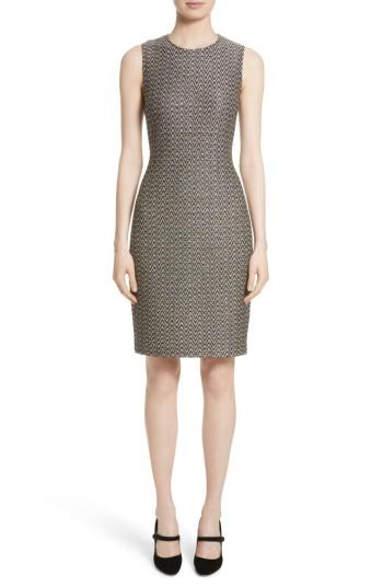 Women's St. John Collection Aluna Speckled Chevron Tweed Knit Dress - Black