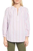 Women's Nordstrom Signature Balloon Sleeve Stripe Shirt - Blue