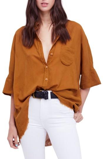 Women's Free People Best Of Me Button Down Shirt - Metallic