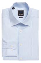 Men's David Donahue Trim Fit Stripe Dress Shirt - 32/33 - Blue