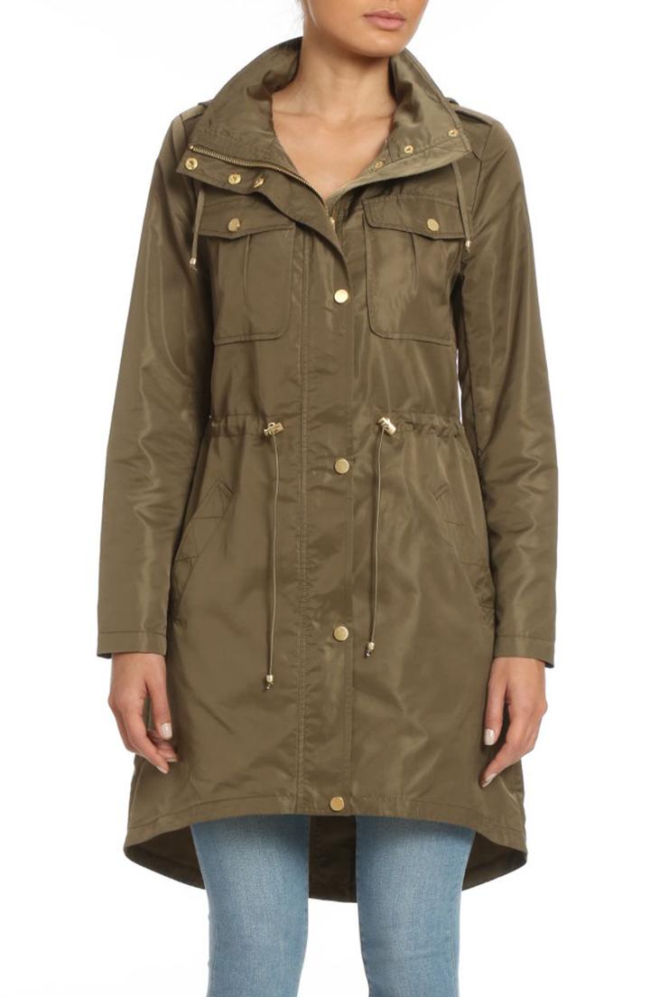 Women's Badgley Mischka Water Repellent Anorak With Stowaway Hood - Green