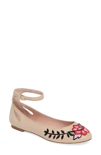 Women's Kate Spade New York Waren Embroidered Flat M - Beige