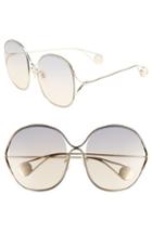 Women's Gucci 57mm Round Sunglasses - Gold/ Pearl/ Brown/ Pink