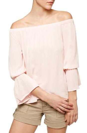 Petite Women's Sanctuary Off The Shoulder Blouse, Size P - Pink