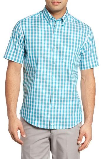 Men's Cutter & Buck Los Rios Check Wrinkle Free Sport Shirt - Blue