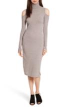 Women's Autumn Cashmere Cashmere Cold Shoulder Turtleneck Dress - Grey