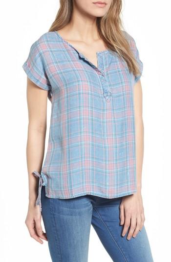 Women's Billy T Side Tie Plaid Top - Blue