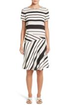 Women's Lafayette 148 New York Greta Stripe Drop Waist Dress, Size - Black