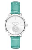 Women's Michael Kors Portia Crystal Leather Strap Watch, 37mm