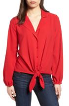 Women's Gibson Relaxed Tie Front Top - Red