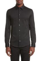 Men's Armani Collezioni Neat Check Woven Sport Shirt, Size - Black