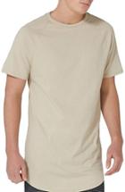 Men's Topman Side Zip Longline T-shirt, Size - Beige