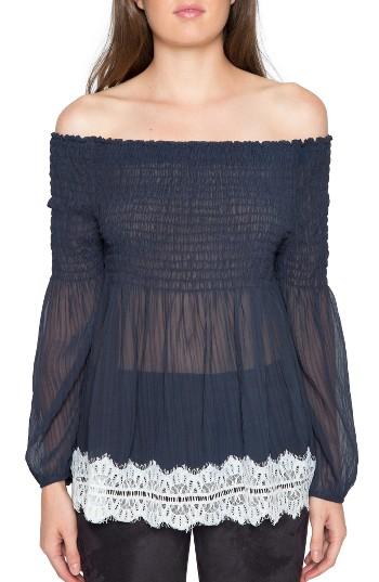 Women's Willow & Clay Shirred Off The Shoulder Top - Blue