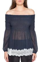 Women's Willow & Clay Shirred Off The Shoulder Top - Blue