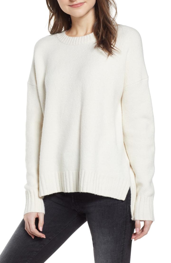 Women's J.crew Supersoft Oversize Crewneck Sweater, Size - Ivory