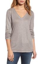 Women's Caslon V-neck Shimmer Tee - Grey