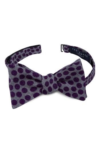 Men's Ted Baker London Dot Wool Bow Tie, Size - Purple