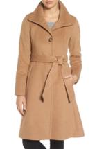 Women's Eliza J Luxe Wool Blend Belted Long A-line Coat