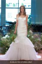 Women's Monique Lhuillier Strapless Ruched Satin & Tulle Mermaid Gown
