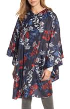 Women's Joules Right As Rain Print Packable Hooded Poncho, Size - Black