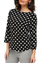 Women's Wallis Three Quarter Sleeve Spot Top Us / 20 Uk - Black