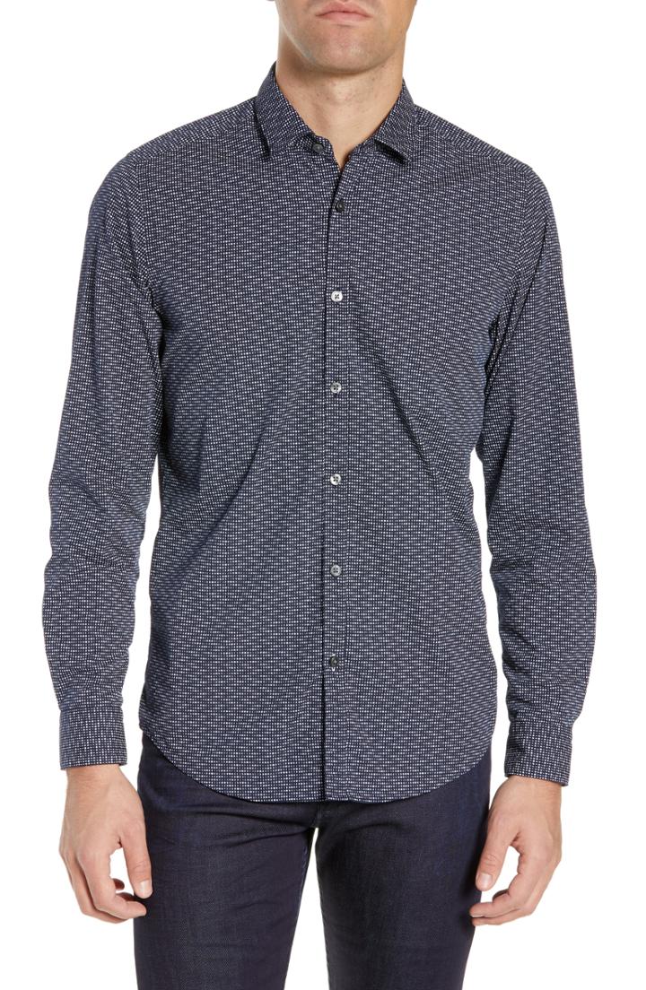 Men's Boss Lucky Fit Sport Shirt, Size Small - Blue