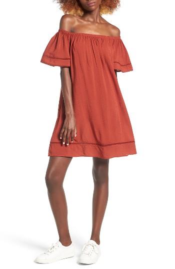 Women's Hinge Off The Shoulder Swing Dress, Size - Brown