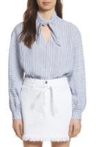 Women's Frame Stripe Handkerchief Blouse - Blue