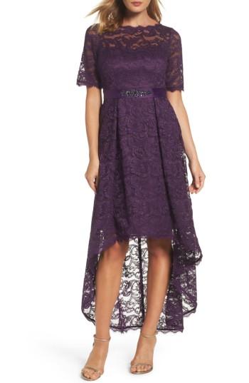 Women's Adrianna Papell High/low Lace Dress - Purple