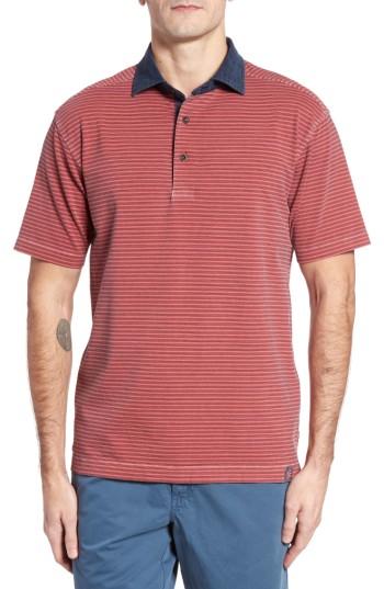 Men's Thaddeus Ivan Stripe Stretch Jersey Polo, Size - Red