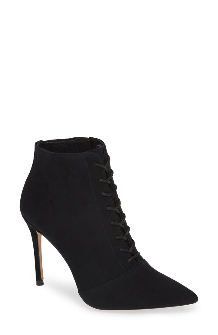 Women's Something Navy Orchid Leather Bootie .5 M - Black