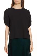 Women's Eileen Fisher Tulip Sleeve Silk Top, Size - Black