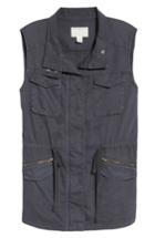 Petite Women's Caslon Utility Vest, Size P - Grey