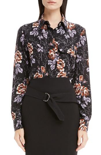 Women's Victoria Beckham Rose Print Silk Top