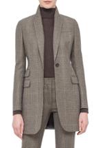 Women's Akris One-button Check Wool & Cashmere Jacket