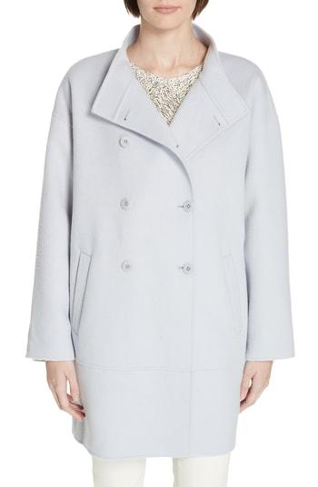 Women's Eileen Fisher Oversize Wool & Cashmere Coat, Size /x-small - Blue