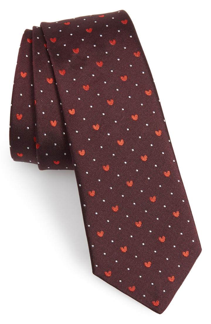 Men's Paul Smith Heart Silk Tie, Size - Red