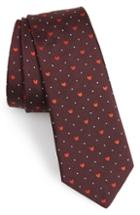Men's Paul Smith Heart Silk Tie, Size - Red