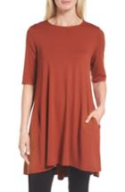 Women's Eileen Fisher Lightweight Jersey Round Neck Tunic, Size - Red